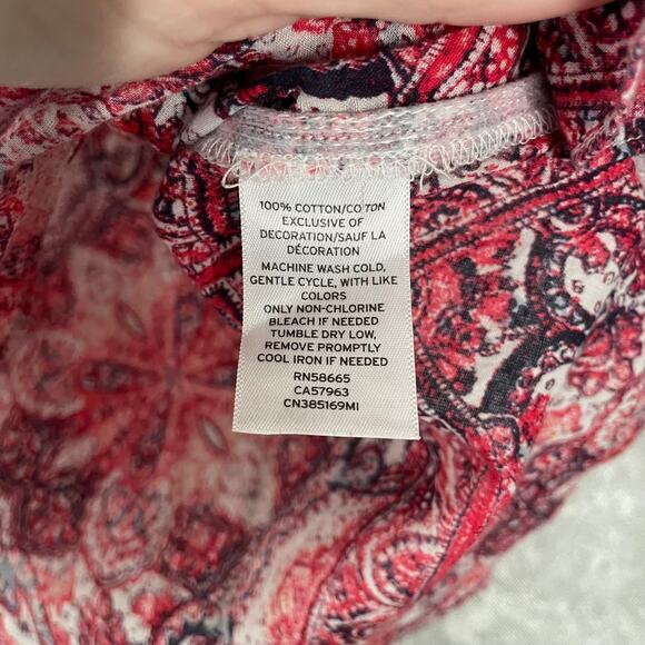 Caslon Pink Tapestry Print Boho Peasant Blouse - Size Small - Flutter Sleeve Top - Picture 5 of 6